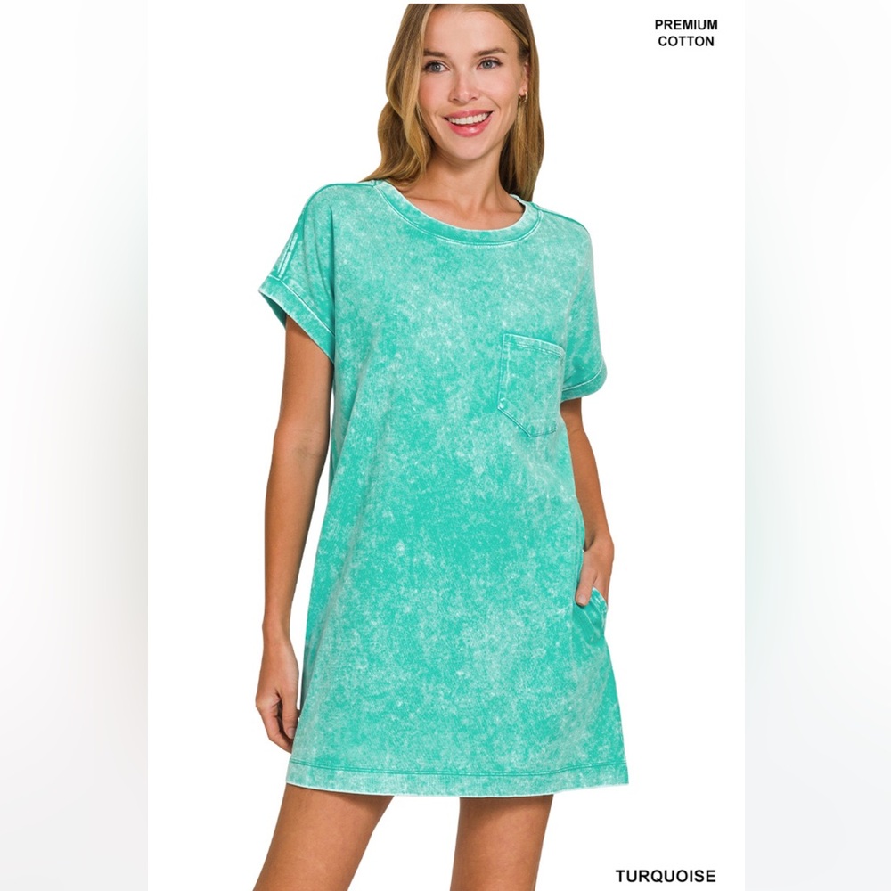 🐠👗Turquoise Zenana Tshirt Dresd with pockets